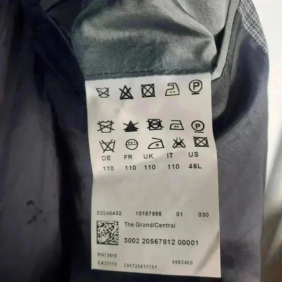 Hugo Boss Mens Made In USA 100% Virgin Wool Gray 2 Buttton Blazer Jacket Sz 46L - Picture 7 of 9